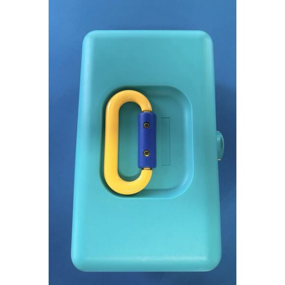 Caboodles Makeup Case Model 2602 Slide Tray Teal Blue Yellow Vintage 1990’s - Picture 3 of 16